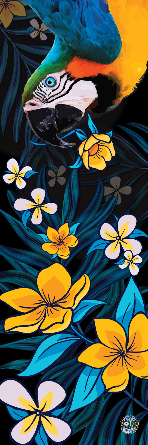"Parrot" - floral print design for yoga mats.